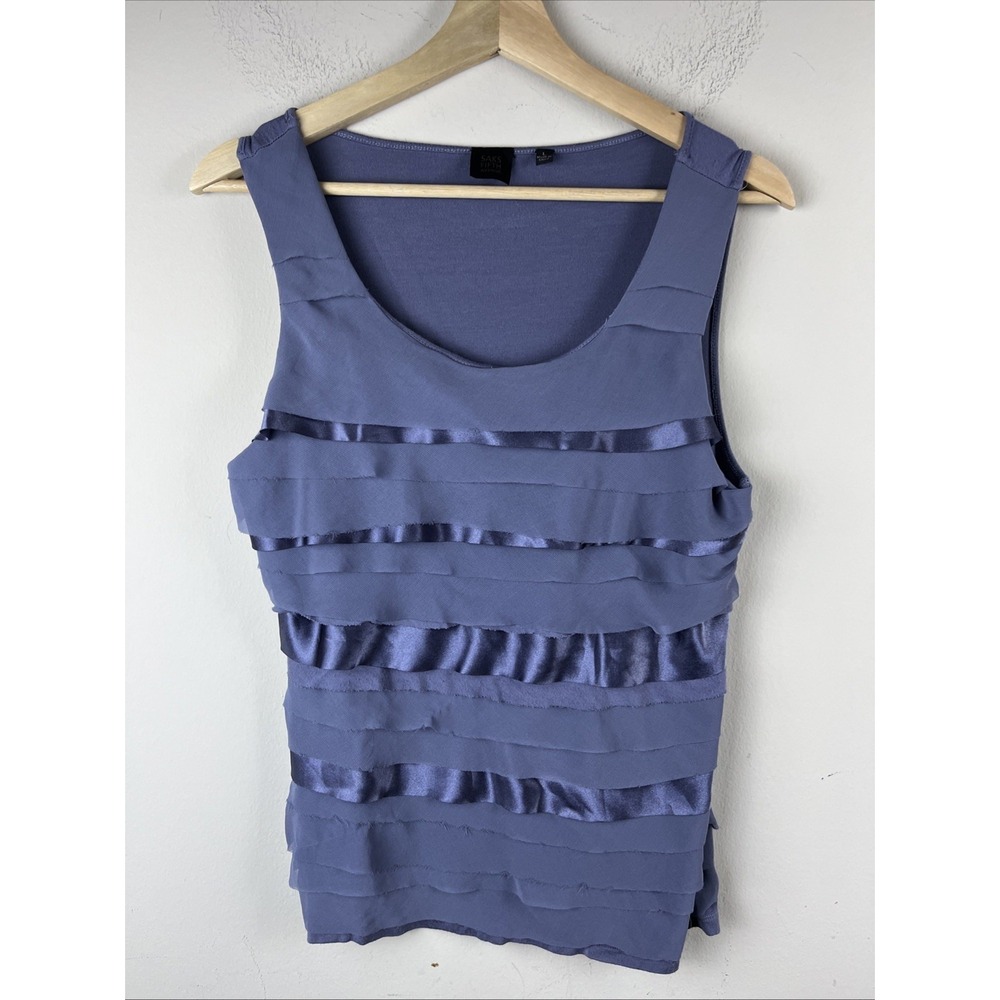 Saks Fifth Avenue Women's Large Mauve Ruffle Tank Top Sleeveless Blouse